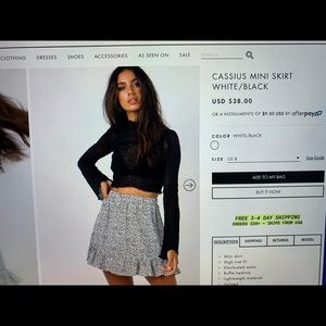 Princess Polly Cassius mini skirt white/black